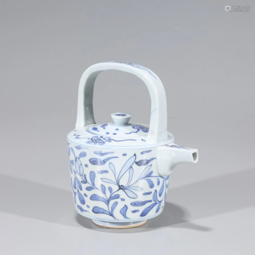 Korean Blue & White Glazed Covered Teapot