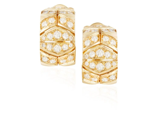 A PAIR OF DIAMOND EARCLIPS, BY CARTIER Each thick