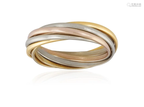 A TRI-COLOURED 'TRINITY' GOLD RING, BY CARTIER Composed
