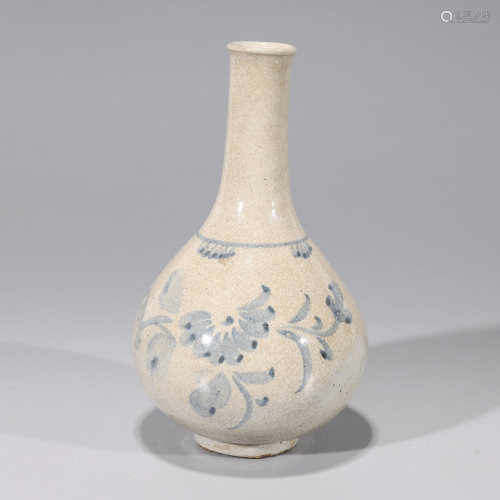 Korean Blue & White Porcelain Bottle Vase