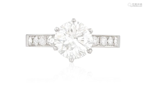 A DIAMOND SINGLE-STONE RING Set with a brilliant-cut