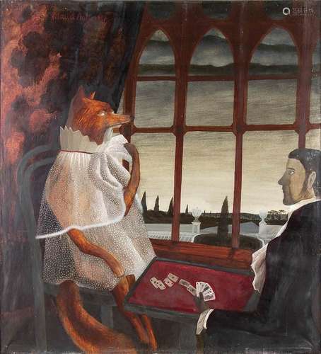 MARIA ANTO (Varsovie, 1936 - 2007)Le jeu de cartes, 1987Huil...