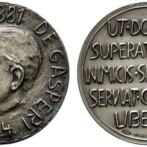 ALCIDE DE GASPERI. Medaglia 1954 Opus Manzu AG (12,73 g - 30...