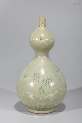 Korean Celadon Glazed Double Gourd Vase