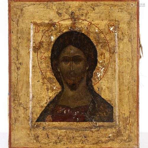 Icône russe du Visage du Christ - XVIIIe siècletempera à l'œ...