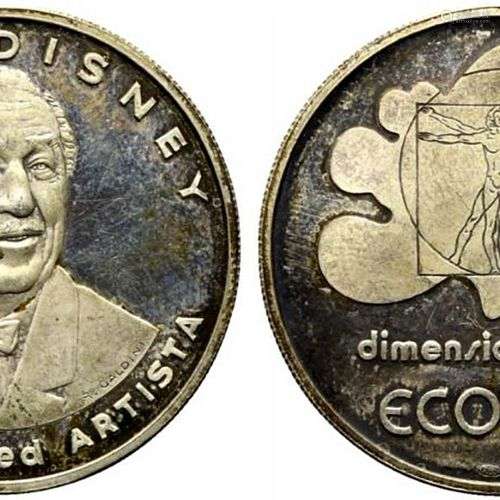 Walt Disney. Medaglia dimensione Uomo Ecolira AG (14,66 g - ...