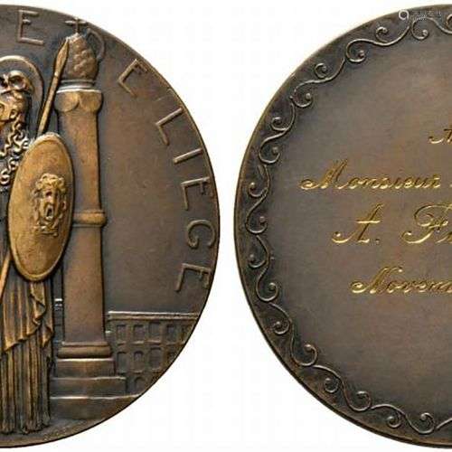 BELGIO. Università di Liegi. Médaille avec dédicace incisée ...