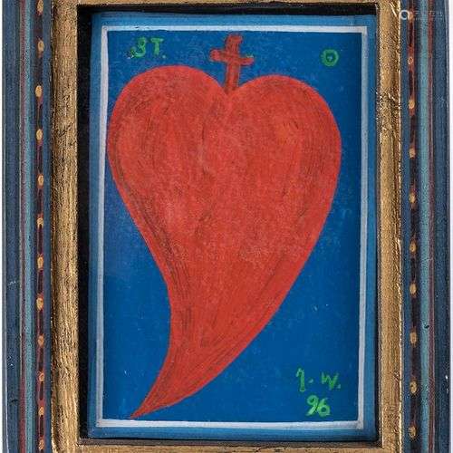 N. W. (XXème siècle)Heart, 1996Huile sur carton, 20 x 14 cmS...