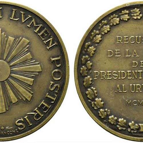 URUGUAY. Medaglia 1965 ricordo della visita del Presidente S...