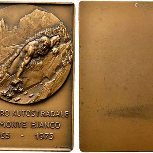 TRAFORO AUTOSTRADALE DEL MONTE BIANCO. Placca 1975. Coniazio...