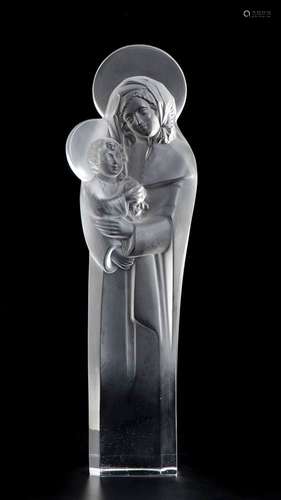 RENÉ LALIQUE Saint Vigin avec enfant Cristal, 34 x 7 x 5 cmS...