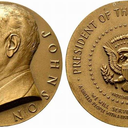 STATI UNITI. Médaille 1963 Lyndon B. Johnson Presidente degl...