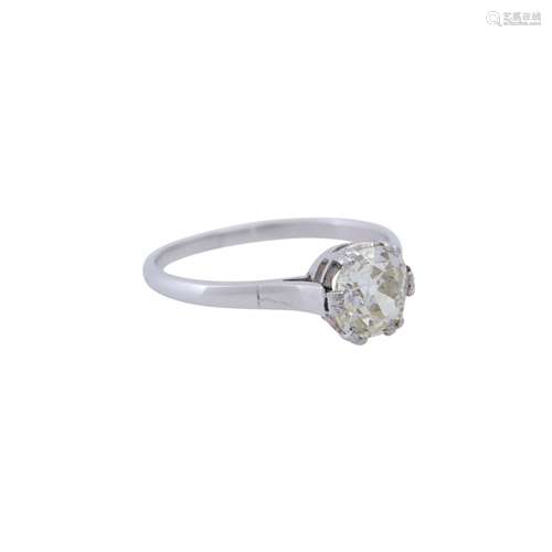 Feiner Solitärring mit Altschliffdiamant von ca. 1,3 ct,