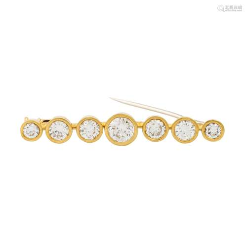 SCHILLING Nadel mit 7 Brillanten im Verlauf, zus. ca. 1,6 ct...