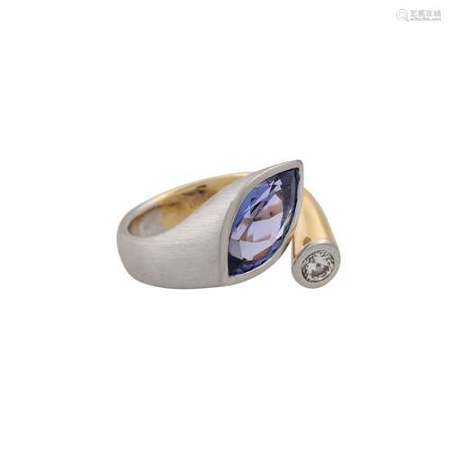 Ring mit Tansanit ca. 3,8 ct und Brillant