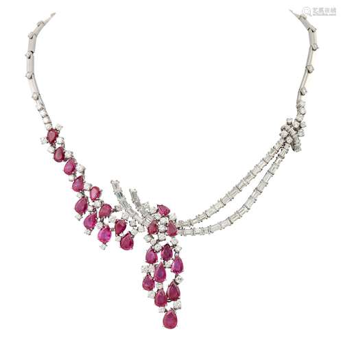 SCHILLING Collier mit feinen Burma-Rubinen und Diamanten