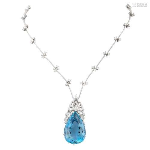 SCHOTT Collier mit Aquamarintropfen ca. 55 ct