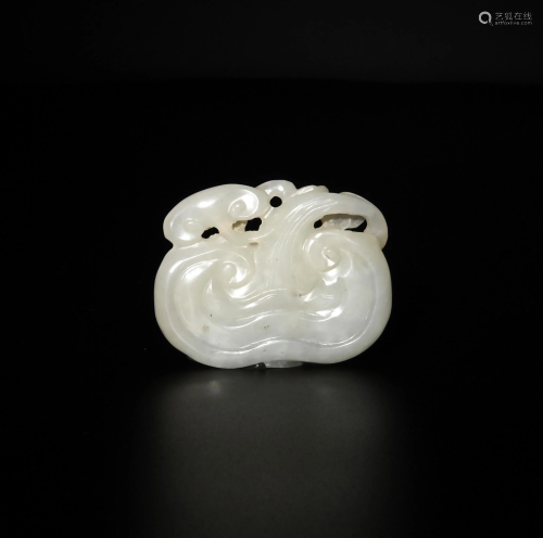 Chinese White Jade Lingzhi Toggle, 18th Century十八世纪 白玉...