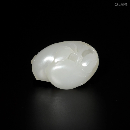 Chinese White Jade Melon Toggle, 18th Century十八世纪 白玉瓜...