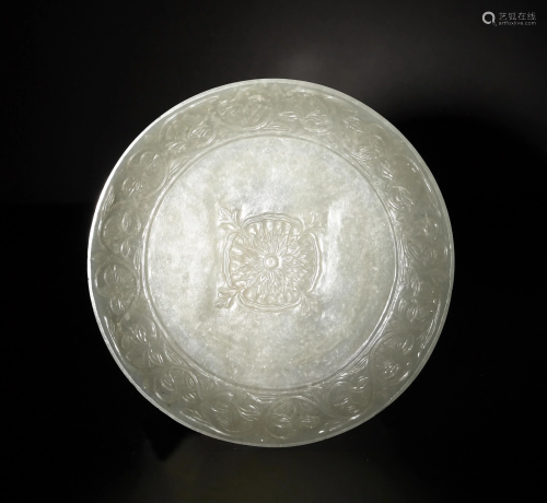 Chinese Mughal Style Jade Plate, Early 19th Century十九世纪早...
