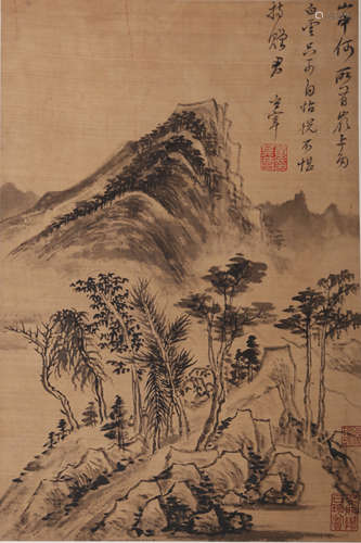 董其昌 山水 绢本立轴