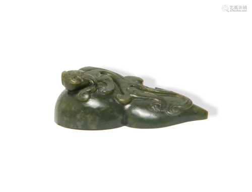 Chinese Spinach Jade Hulu Shaped Seal, 18th Century十八世纪 ...