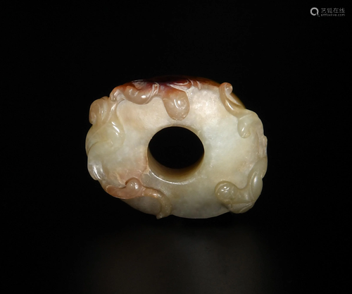 Chinese Jade Chilong Bi, Ming Dynasty or Earlier明代或更早 玉...