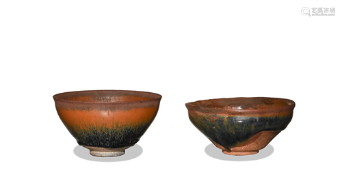 2 Chinese Jian Kiln Bowls, Song宋代 建盏两只