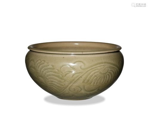 Chinese Yaozhou Kiln Bowl, Yuan元代 耀州窑刻花钵