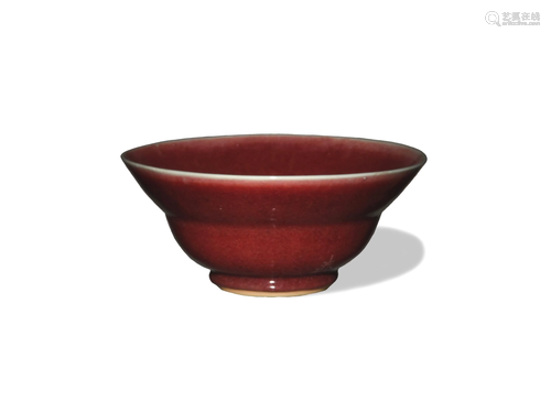 Chinese Langyao Red Glazed Bowl, Kangxi清康熙 郞窑红折腰碗