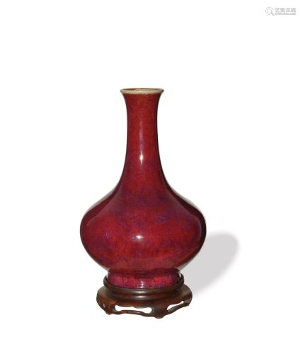 Chinese Flambe Vase, 18th Century十八世纪 窑变釉撇口中瓶