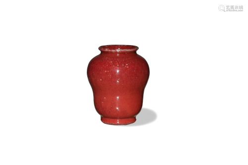 Chinese Red Glazed Jar, Early 19th Century十九世紀早 鈞紅釉罐