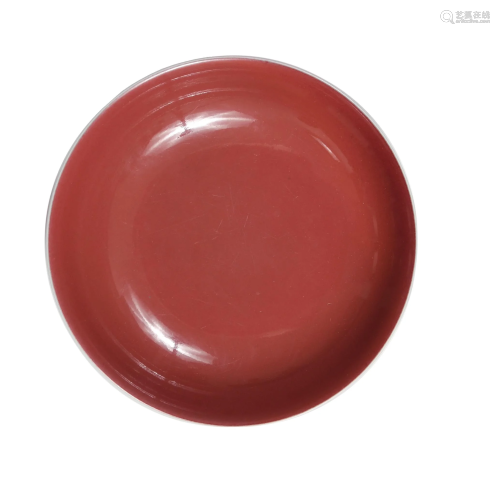 Chinese Sacrificial Red Glazed Plate, Qianlong清乾隆 祭红盘