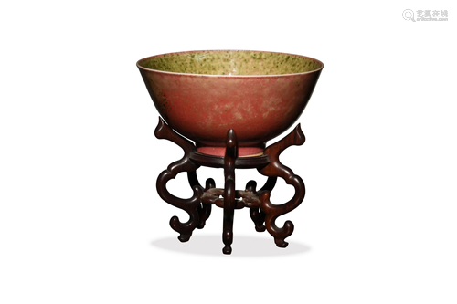 Chinese Peachbloom Bowl with Stand, Late 19th Century十九世纪...