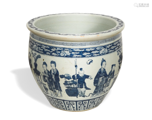 Chinese Blue and White Jardiniere, 19th Century十九世纪 青花...