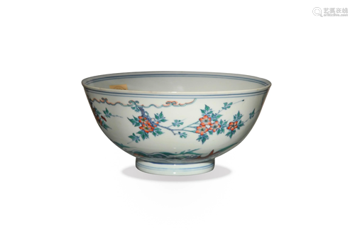 Chinese Imperial Doucai Bowl, Kangxi清康熙 斗彩落花流水图碗