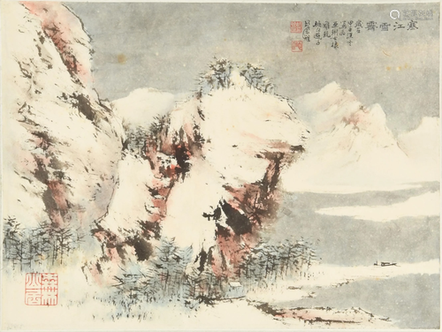 Chinese Painting of a Winter Landscape by Hu Nianzhu胡念祖 亚...