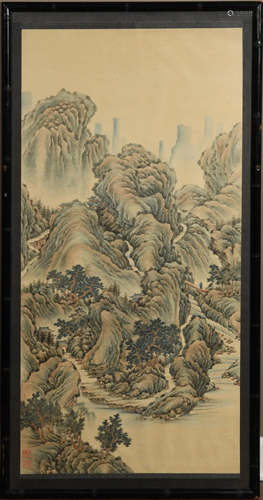 Chinese Landscape Painting, 19th Century十九世纪 山水镜框