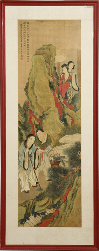 Chinese Painting of a Garden attrib. Zou Yigui邹一桂款 刘阮天...