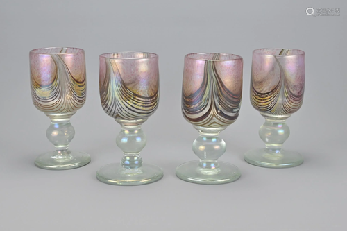 Four Art Glass Goblets By George Elliot (1933-1988)