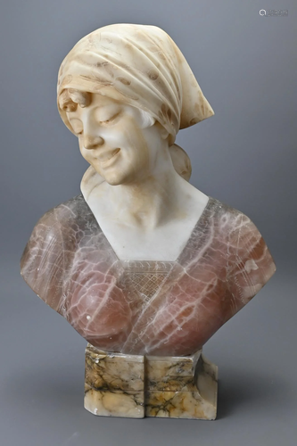 An Early 20th Century Marble And Alabaster Bust On