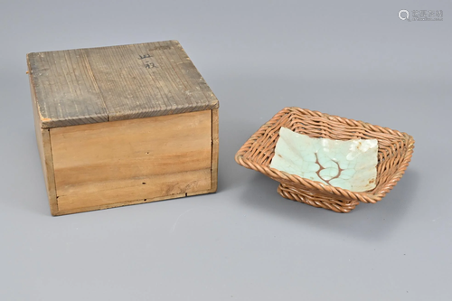 A Japanese Pottery Wicker Basket In A Vintage Japanese