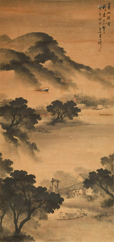 Chinese Landscape Painting by Wu Shixian吴石仙 山水立轴