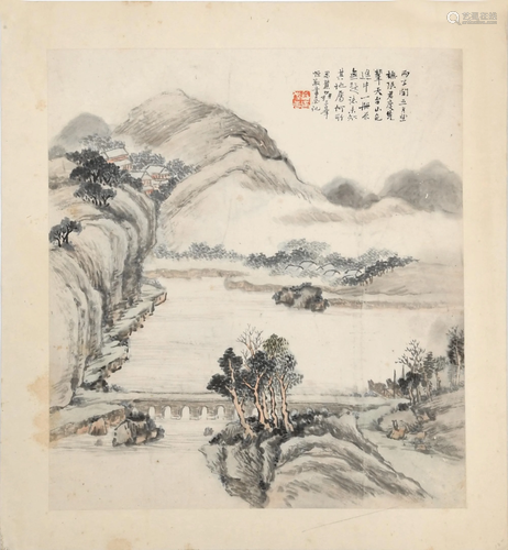 Chinese Landscape Painting by Zhang Jundu张君度 山水镜片