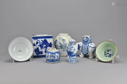 Seven Various Vintage Chinese Blue and White Porce