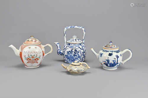 Four Various Oriental Porcelain Teapots