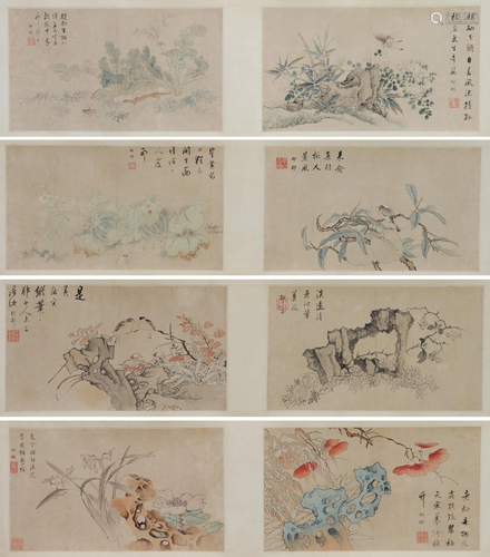 Set of 8 Chinese Album Paintings by Fang Hengxian方亨咸 奇石...