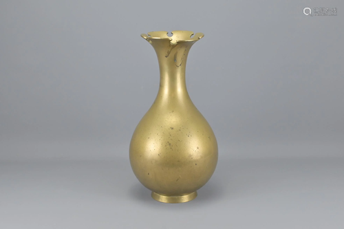 A Japanese Polished Bronze Bottle Vase