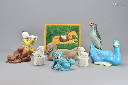 Nine Chinese Vintage Ceramic Items In Varying Anim