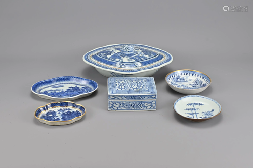 Six 18/19th Century Chinese Blue and White Porcela